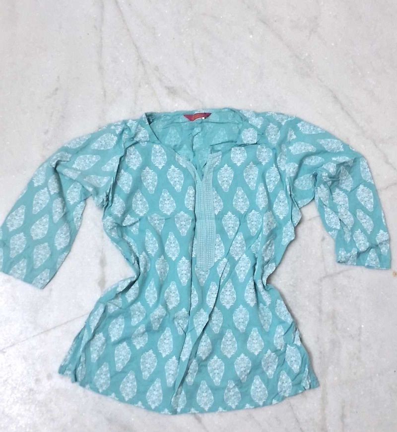 Beautiful Teal Printed Kurta
