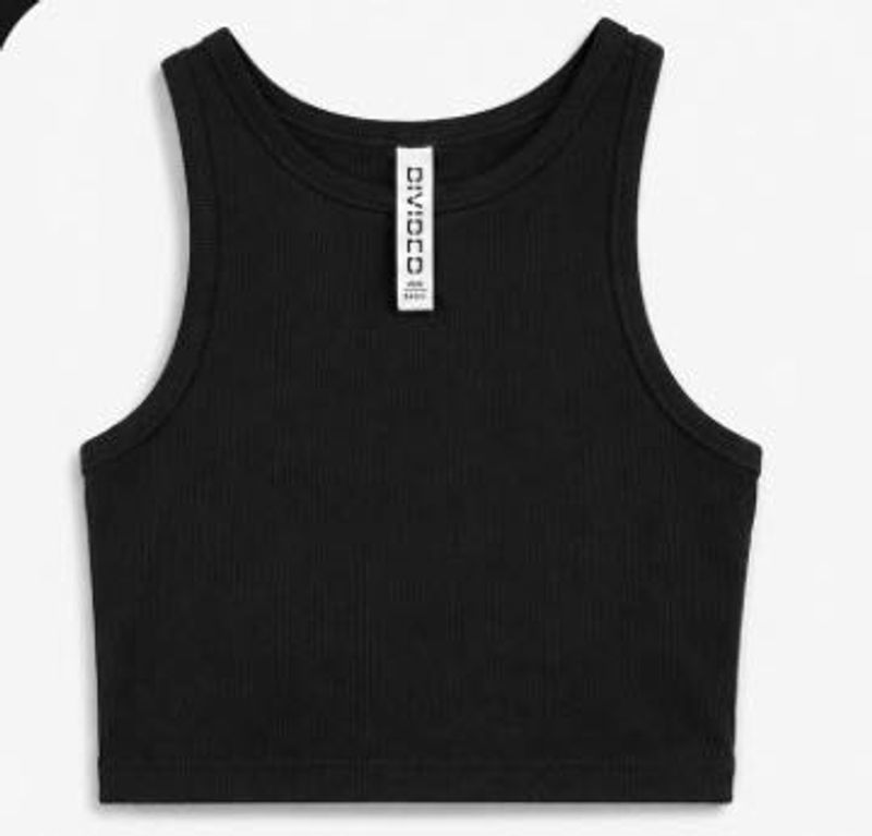 H&amp;M black cropped ribbed tank top