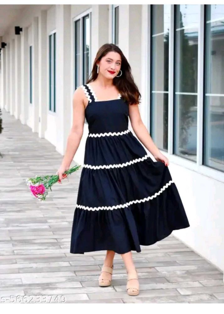 Navy Tiered Sundress with White Trimwomen classic