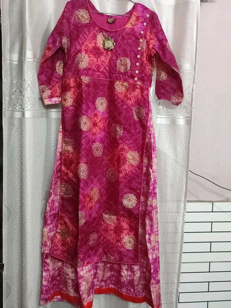 Pink Tie-Dye Print Kurta