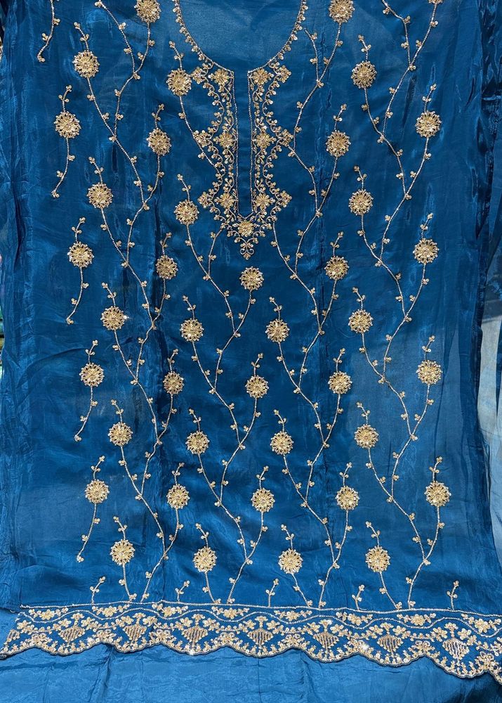 New Elegant Blue Embroidered  handwork Kurta Set