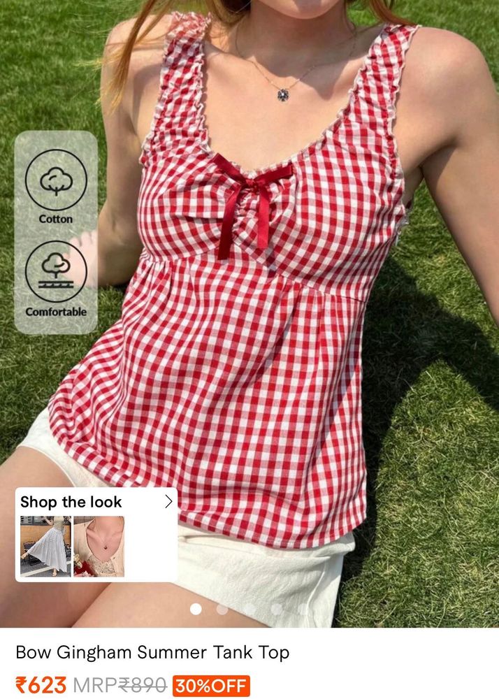 Chic Red Gingham Sleeveless Top
