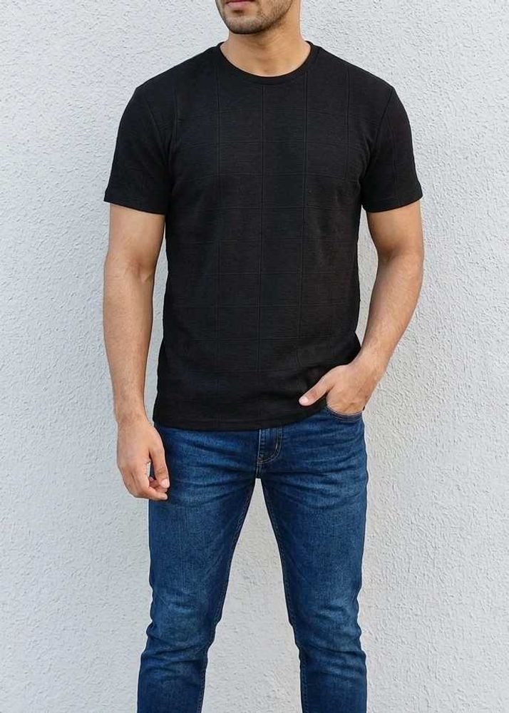 Men's Textured Black T-Shirt