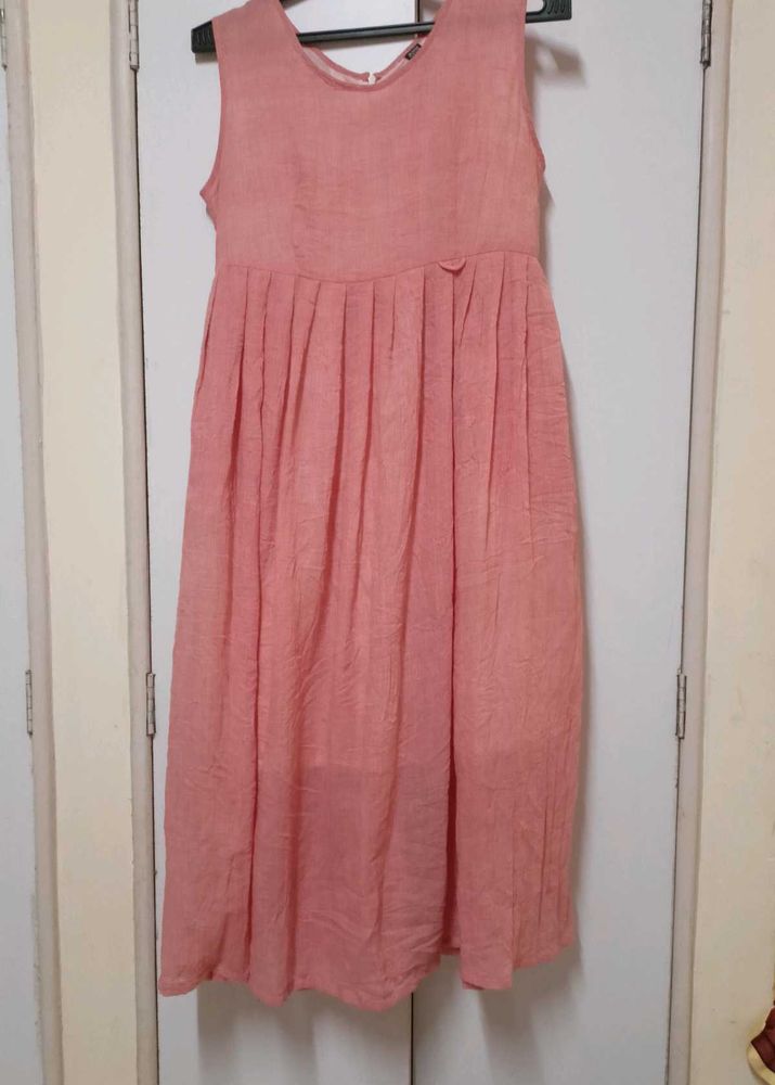 Pink Sleeveless Midi Dress