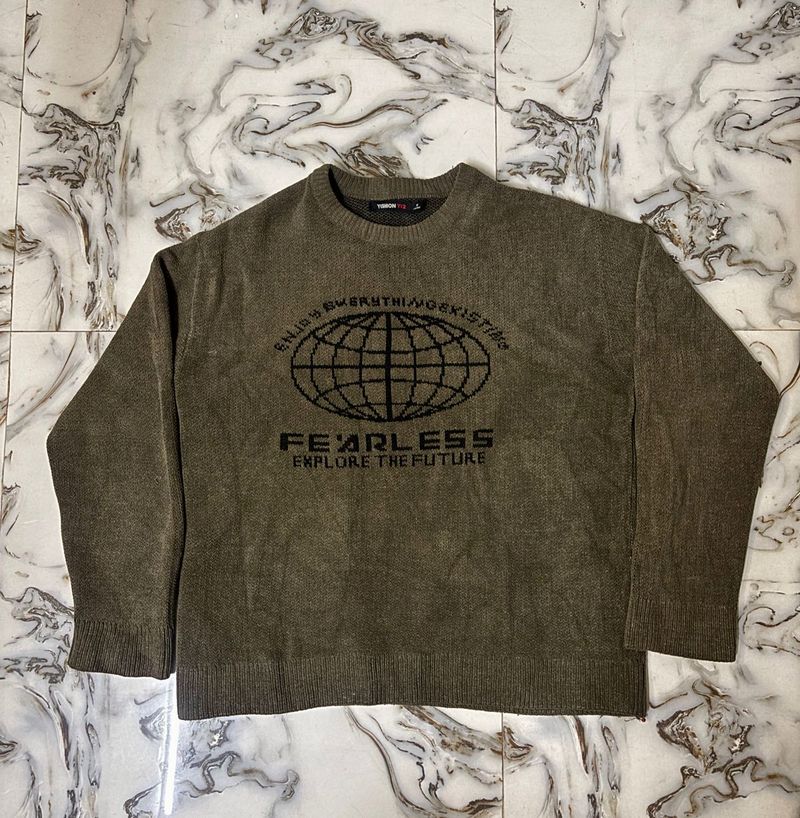 Vintage Fearless Graphic Knit Sweater