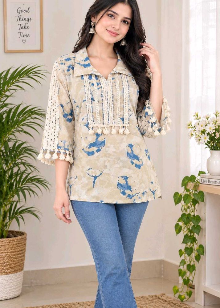 Floral Print chikankari cotton Kurta