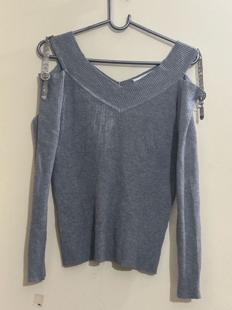 Buy Anyone Stylish Cold Shoulder and red Sweater