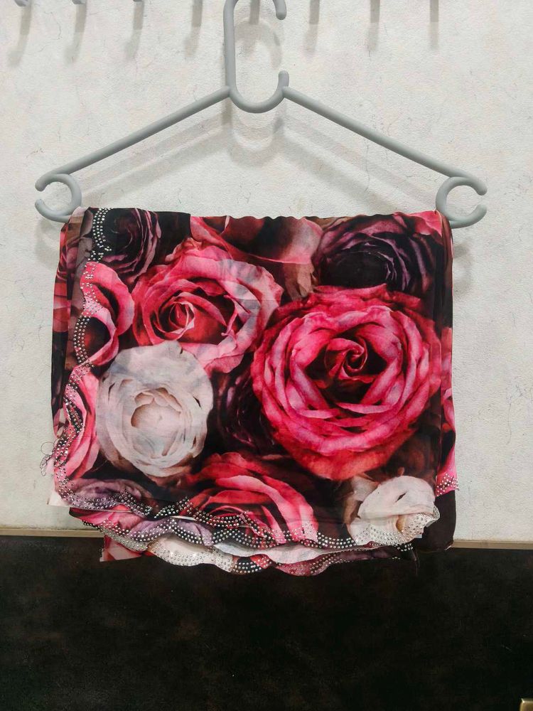 rose flower saree with designer blouse
