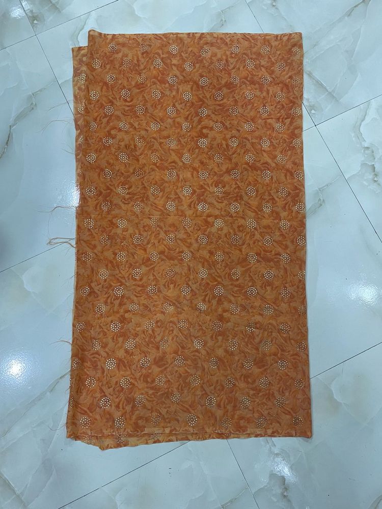 Orange Printed Dress Material