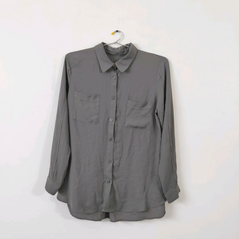Korean Imported grey high low shirt top