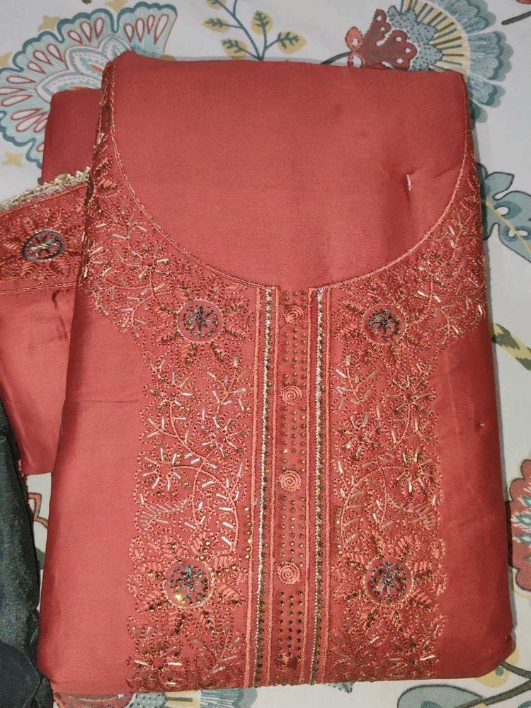 Beautiful Embroidered Indian unstitched d Suit