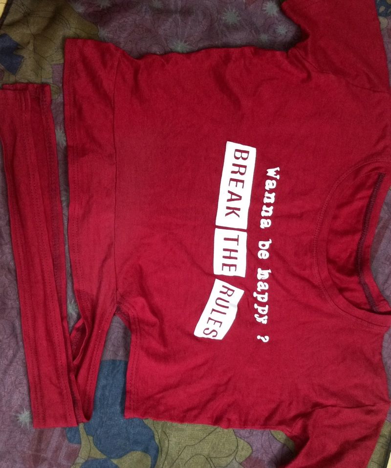 Dark Red Cropped Tee
