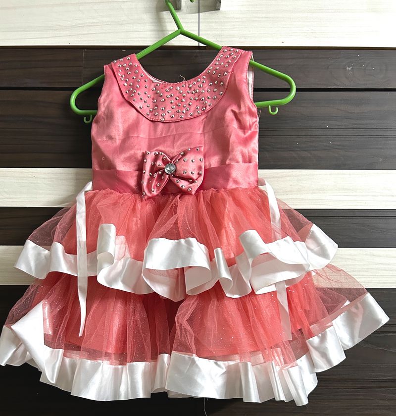 Silk and Net Fancy frock below knee length