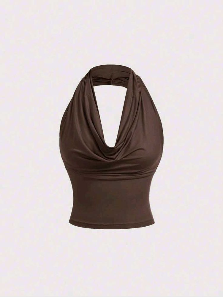 y2k Brown Halter Neck Top