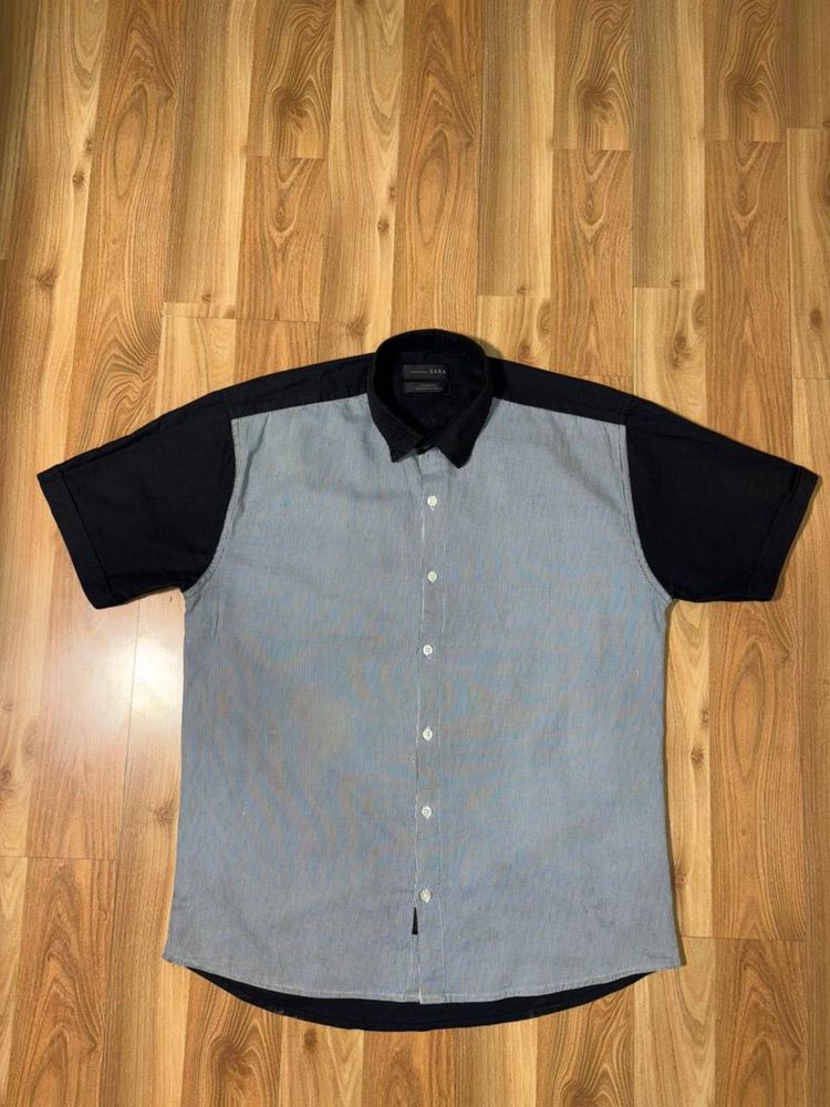 Zara Essentials Short Sleeve Color Block Shirt