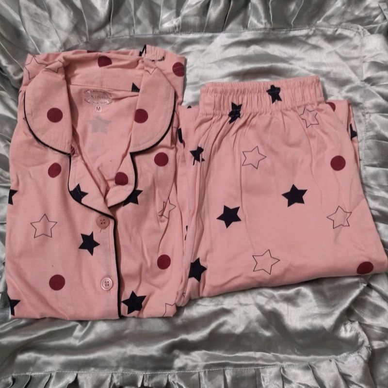 Stretchable Pink Nightsuit Set