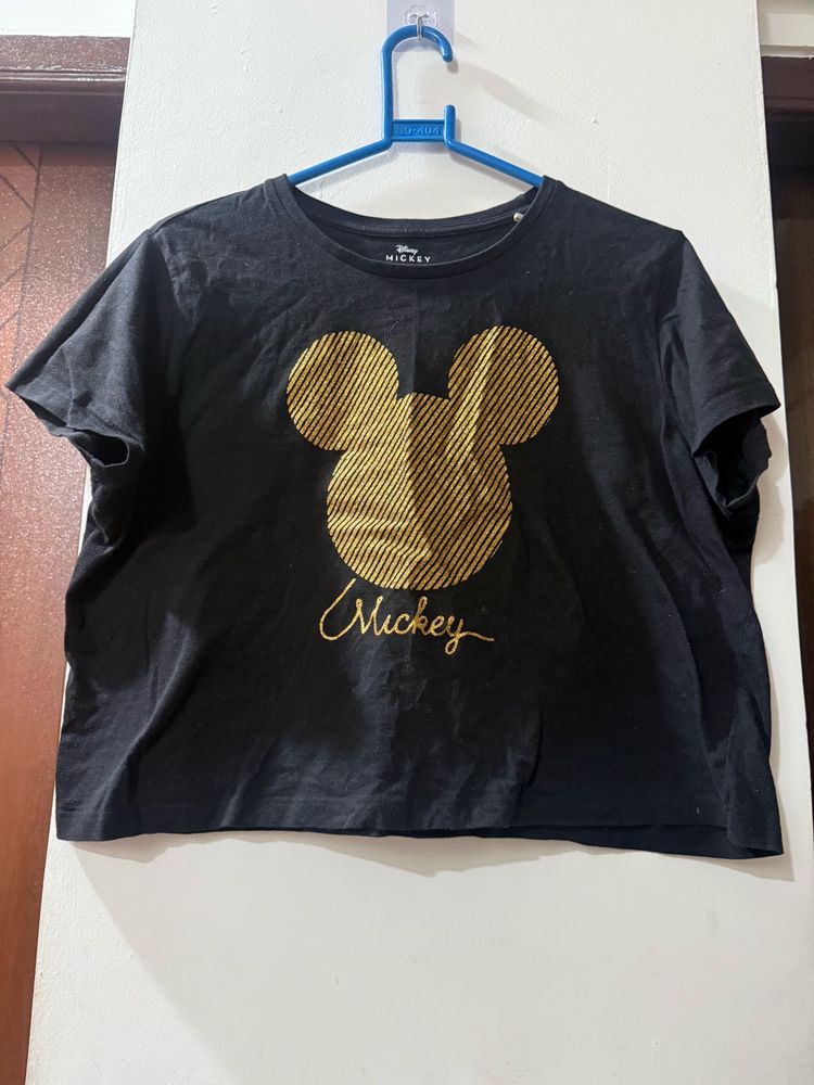 Black Mickey Mouse Graphic T-Shirt