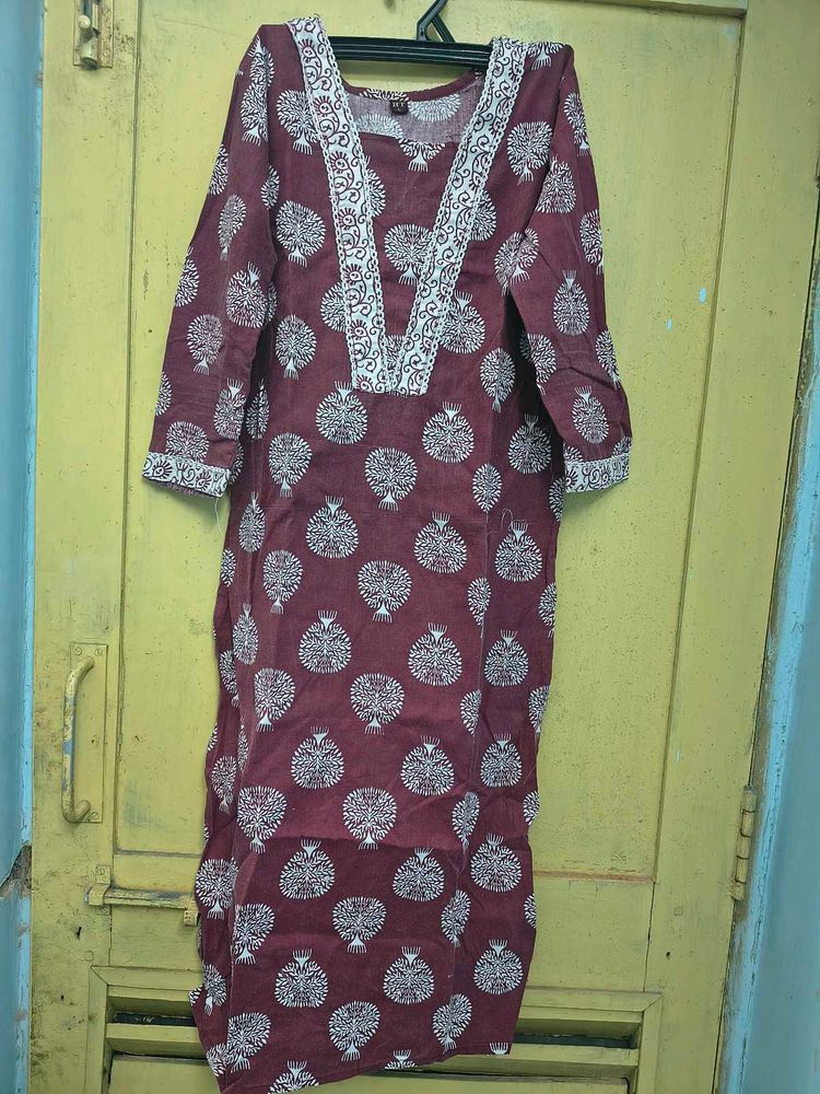 Maroon Printed Kurta,pant set