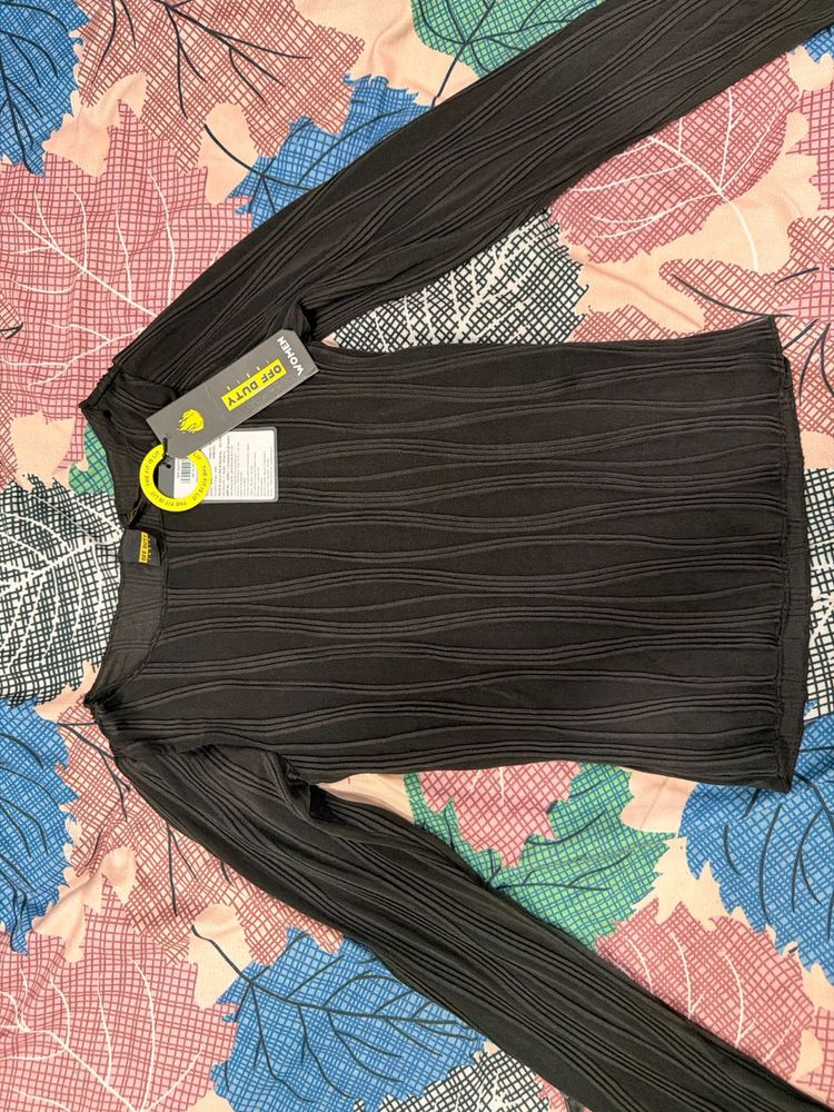 Off Duty wavy Black Long Sleeve Top