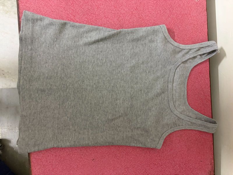 Grey Ribbed Tank Top