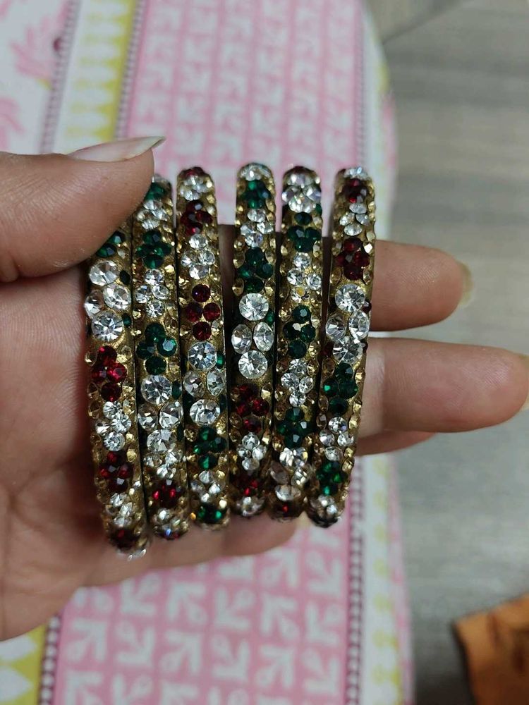 Sparkling Stone Bangles (Set of 6)