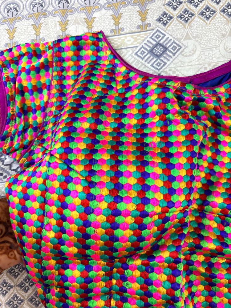 Vibrant Multi-Color Embroidered Blouse
