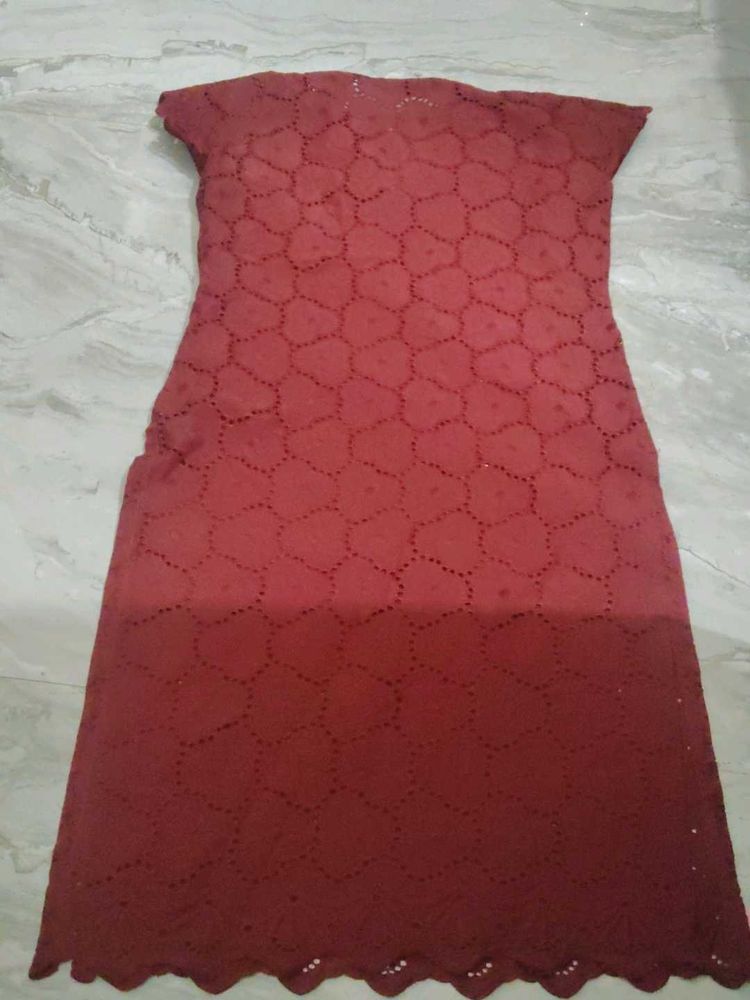Maroon Chikankari Kurti