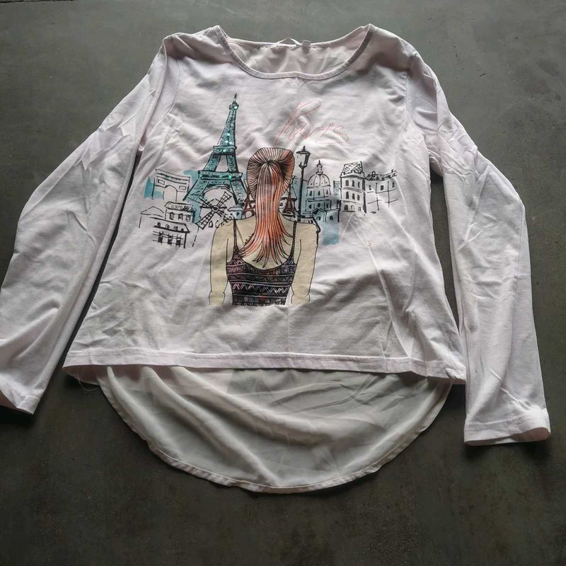 Cute Paris Eiffel Tower Graphic Long Sleeve Top