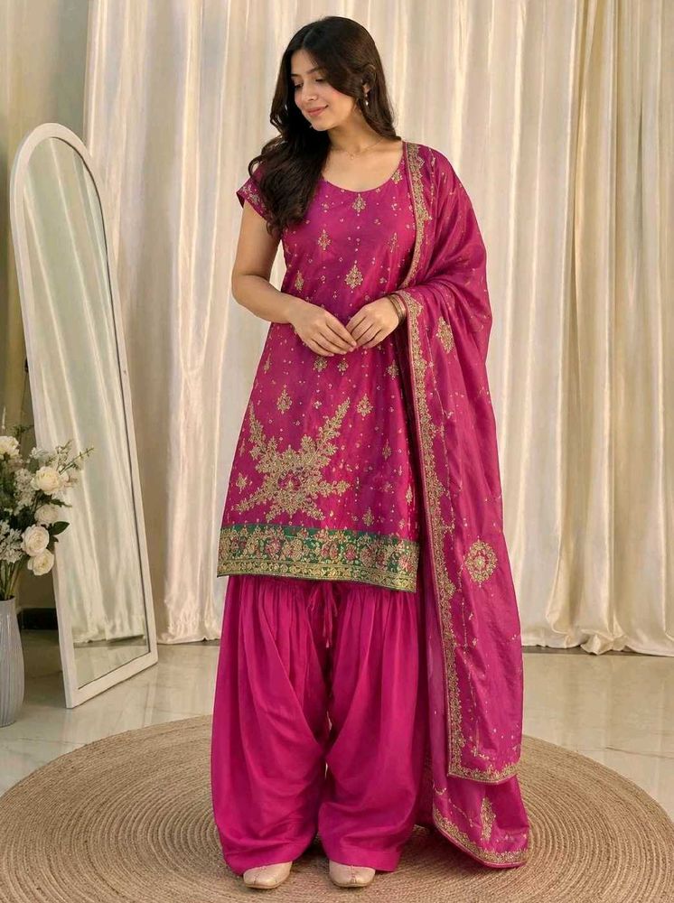 Vibrant Pink Embroidered Kurta Set