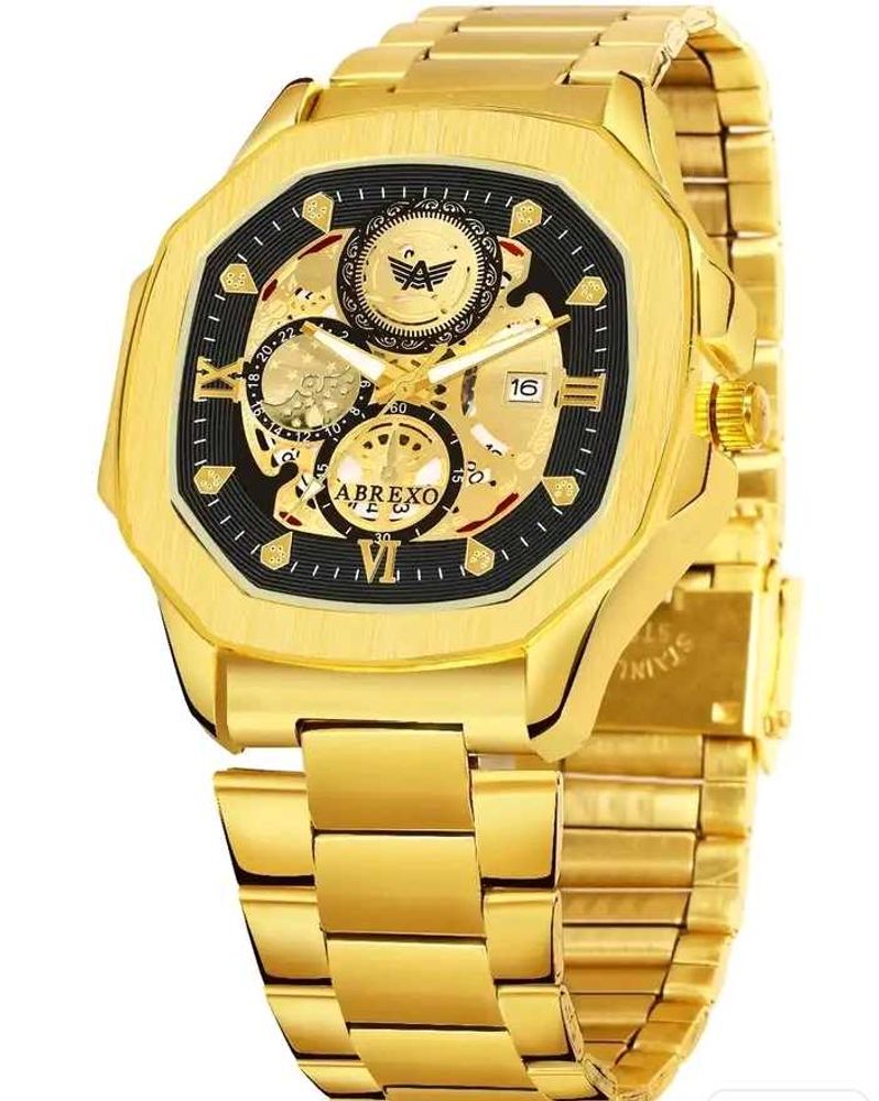 Luxury Gold Tone Skeleton Watch