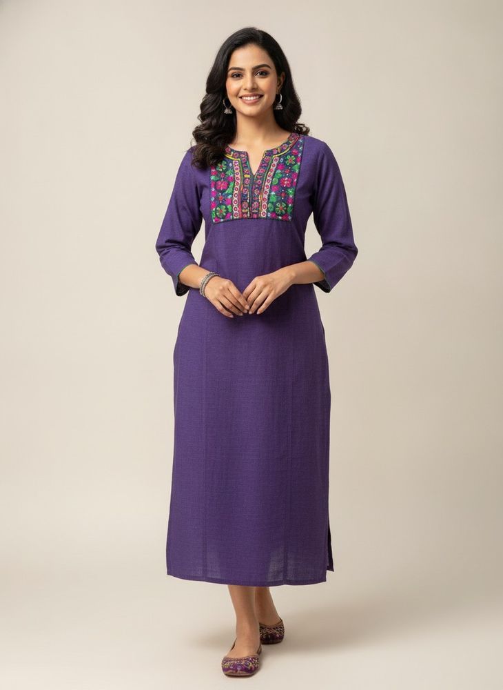 Elegant Purple Embroidered Kurta