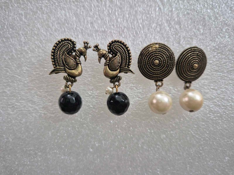 Designer Peacock &amp; Pearl Earrings - Unused