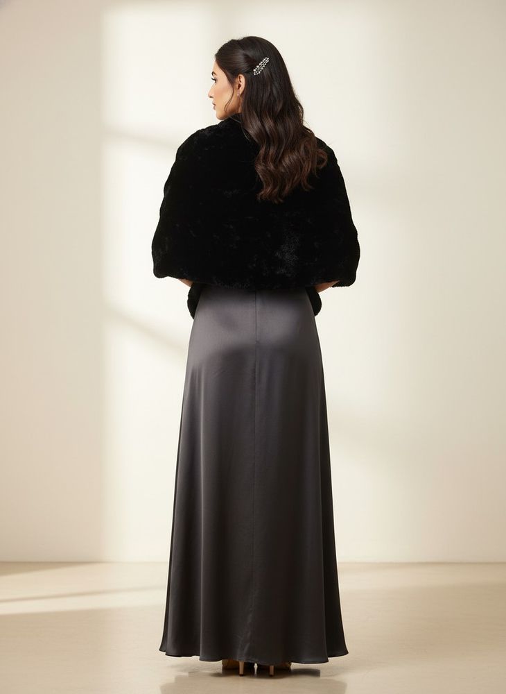 Elegant Black Faux Fur Stole