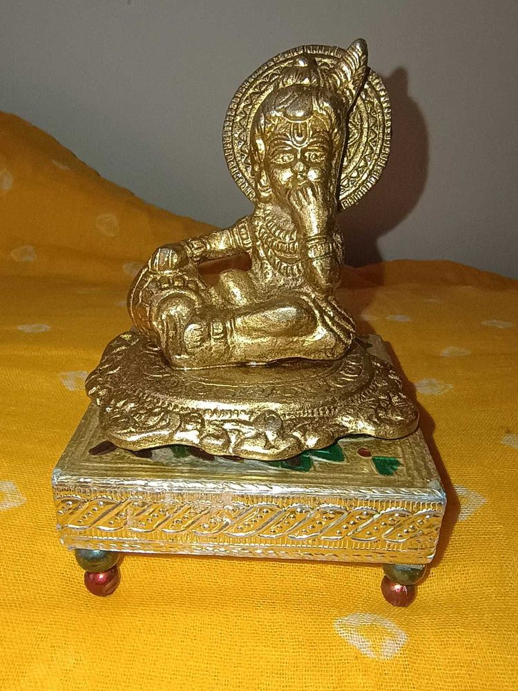 Brass Krishna Idol on Sihasan -