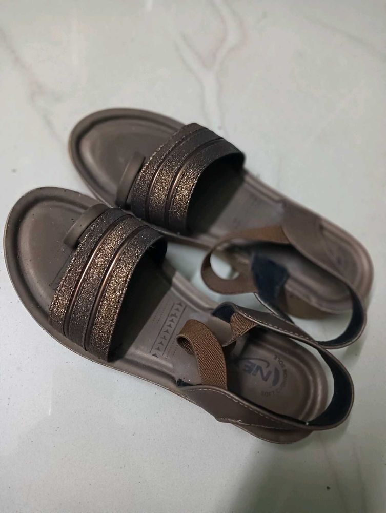 Sparkly Brown Flat Sandals
