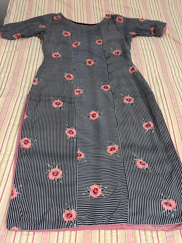 Striped Floral Print Dress