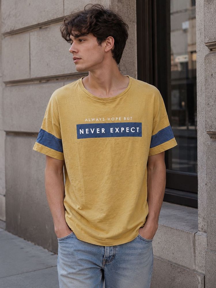 AJIO Yellow Graphic T-Shirt