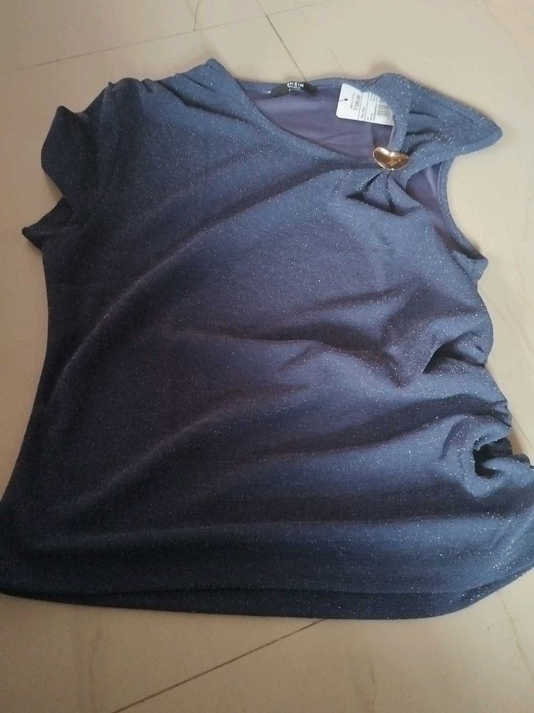 Sparkly Blue Asymmetrical Top