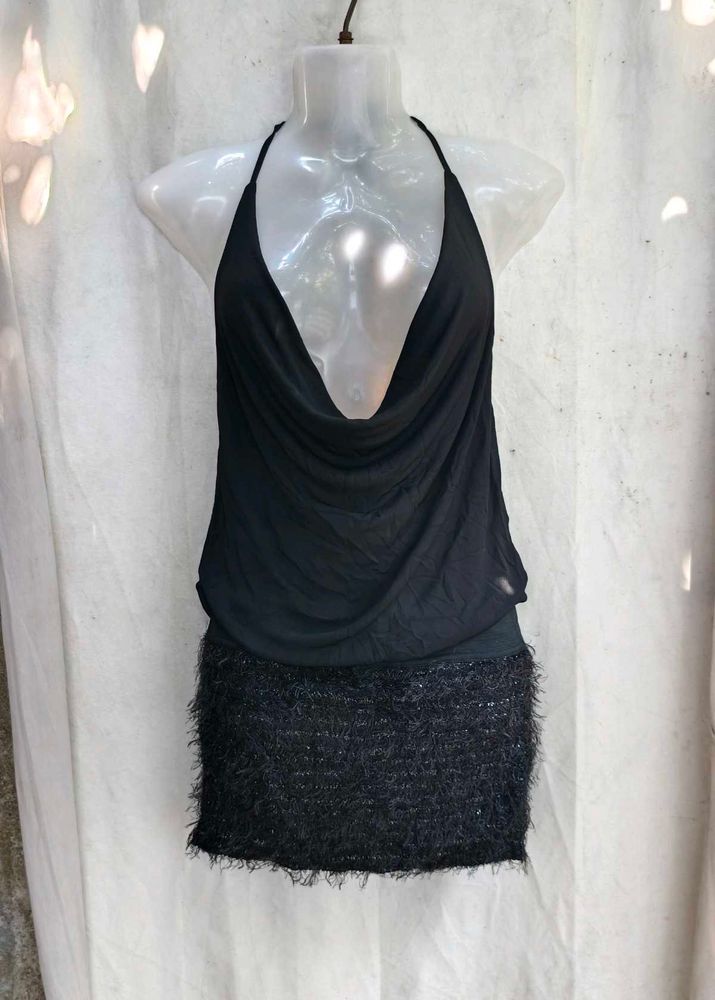 192510. Chic Black Halter Neck Mini Dress