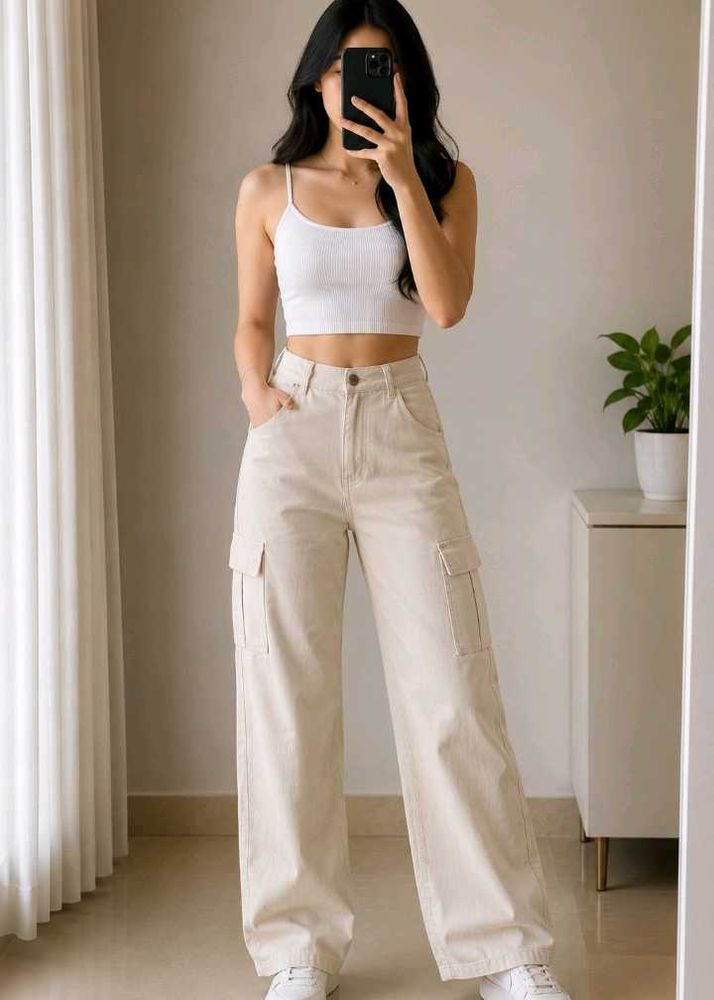 Beige Cargo Pants