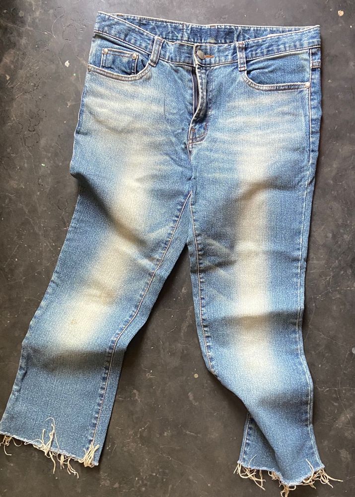 Distressed Hem Jeans