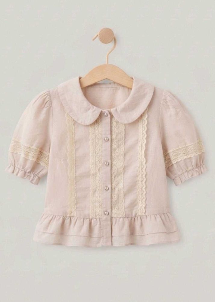 Cream Lace Trimmed Blouse