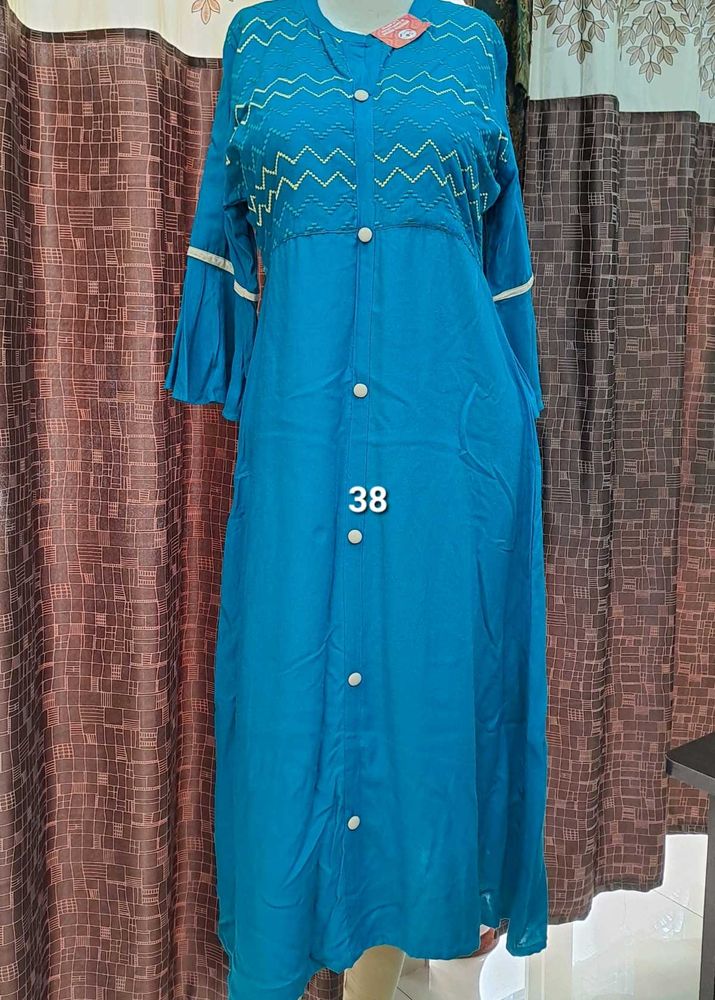 New Teal Embroidered Kurta