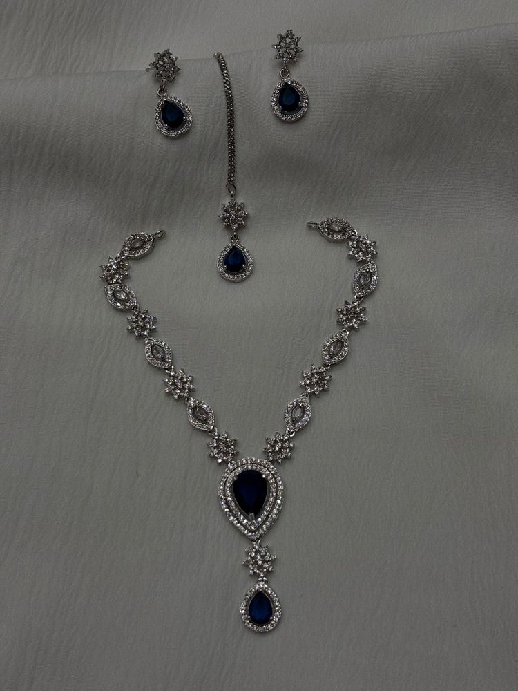 Premium Deep Blue Party Wear Jewellery Set 💙