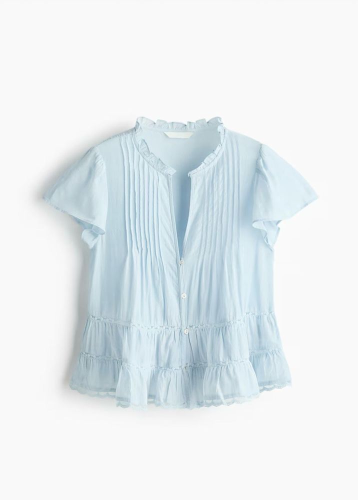 H&amp;M Light Blue Ruffle Tiered Top(never worn)