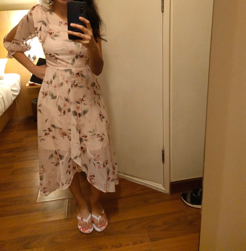 Beautiful One Shoulder Sleeved Long Dress