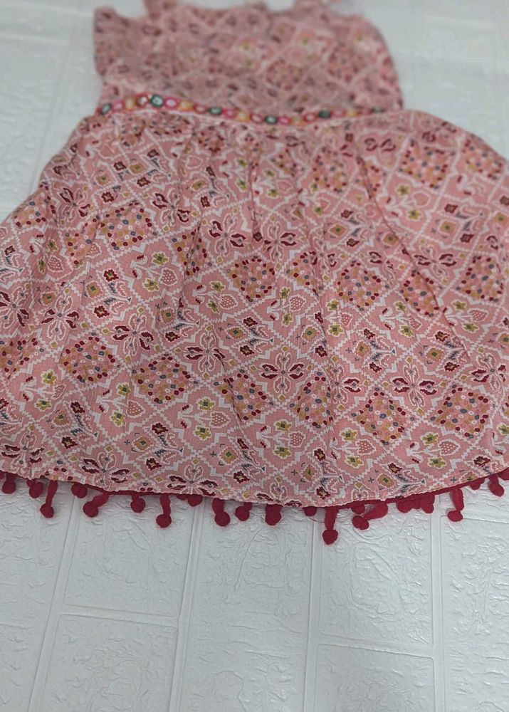 Pink Printed Dress Material