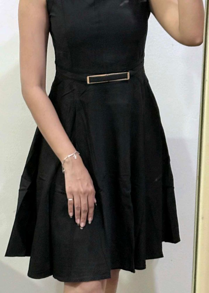 Elegant Black Fit &amp; Flare Dress