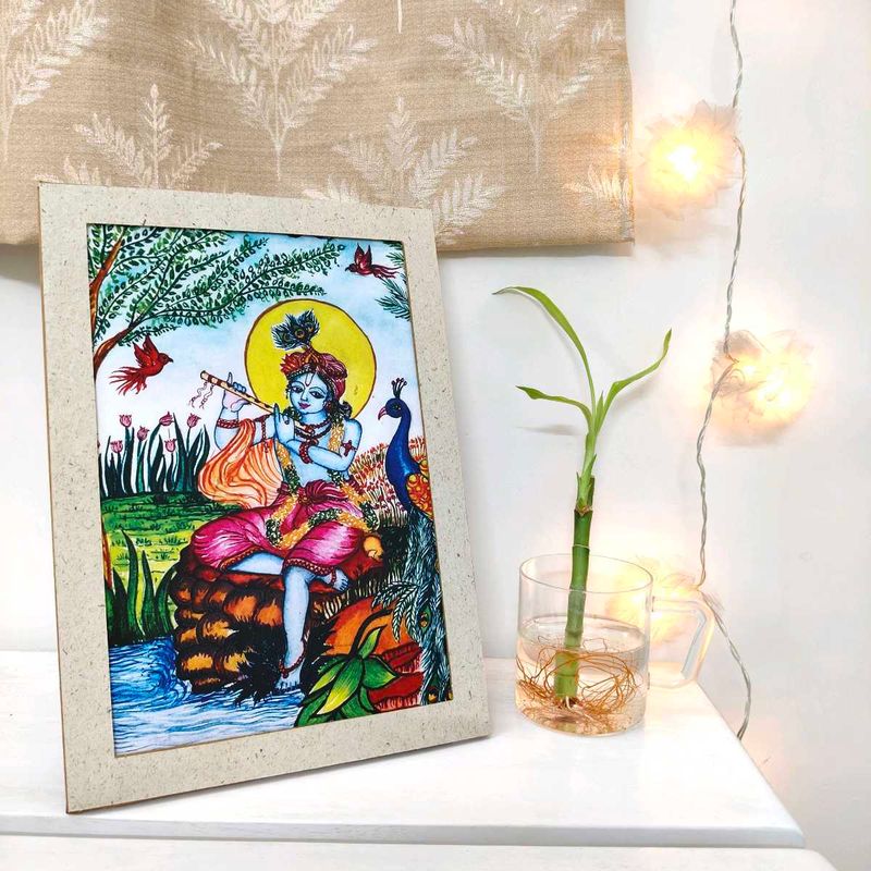 Handmade eco-friendly framed Krishna ✨
