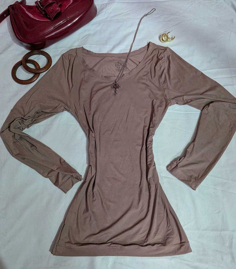 Cozy Long Sleeve Round Neck Skin fit Top